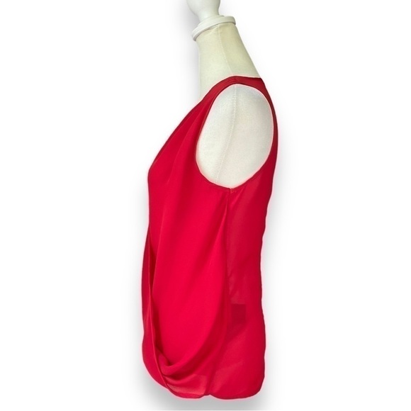 H&m Red Surplice Neck Sleeveless Chiffon Blouse | Size 2 - Picture 5 of 11